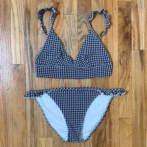 Aerie Gingham Navy Blue Bikini